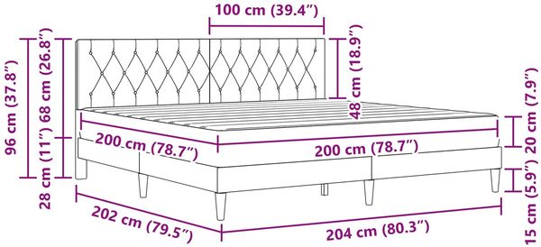 vidaXL Bettgestell mit Matratze mit Kopfteil Rosa 200 x 200 cm Samt 3415075 Bild 11