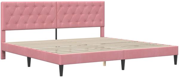 vidaXL Bettgestell mit Matratze mit Kopfteil Rosa 200 x 200 cm Samt 3415075 Bild 4