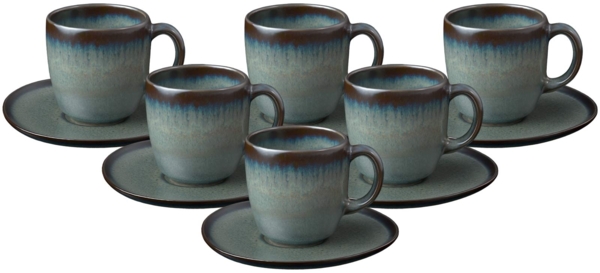 like. by Villeroy & Boch Lave gris Kaffeetasse mit Untertasse 190 ml 6er Set