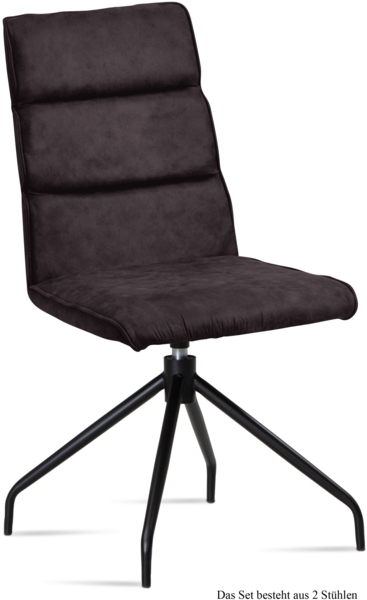 Esszimmerstuhl drehbar (2er-Set) Domini 47x92x60 Schwarz/Espresso