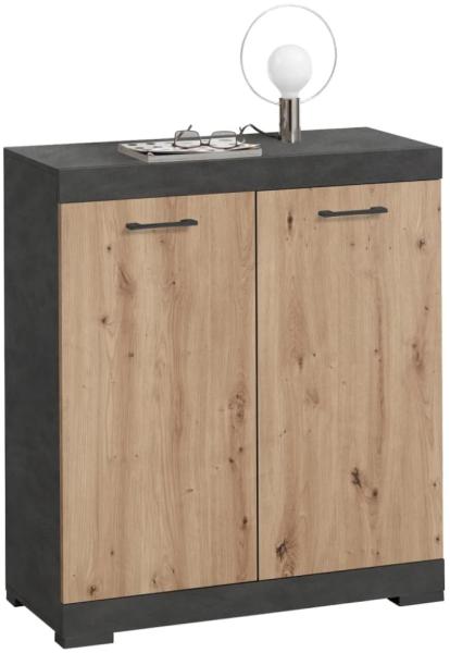 FMD Möbel - BRISTOL 1 - Kommode m. 2 Türen - melaminharzbeschichtete Spanplatte - Matera / Artisan Oak - 80 x 89,9 x 34,9cm