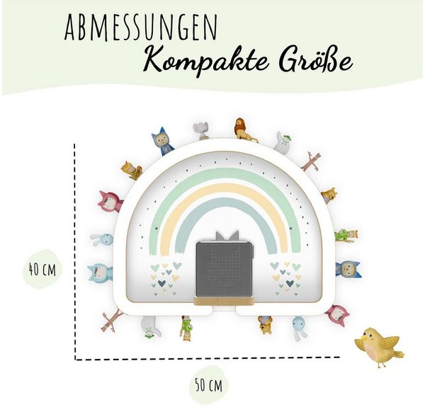 Holzura Kinderregal Tonie Regal Regenbogen mit magnetischem Rahmen für Toniefiguren