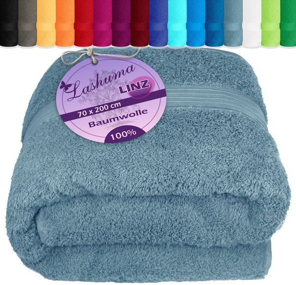 Lashuma Saunatuch Linz, Frottee (1-St), Blaues Handtuch groß für Männer 70x200 cm