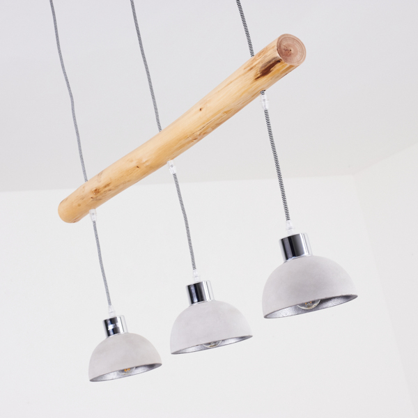 hofstein Pendelleuchte »Oliero« Hängelampe aus Holz/Beton in Braun/Betonfarben, ohne Leuchtmittel, 3xE27, Höhe max. 170cm Bild 10