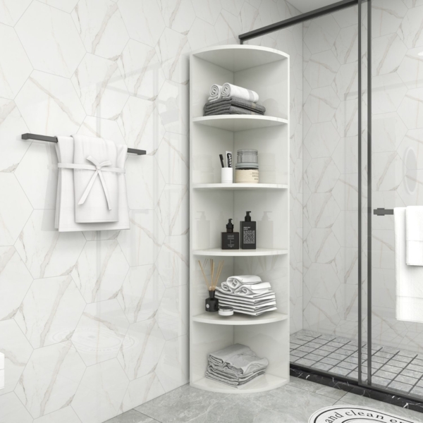 Coemo Eckregal Corner 185 aus Holz | MDF 5 Etagen Weiß Bild 3