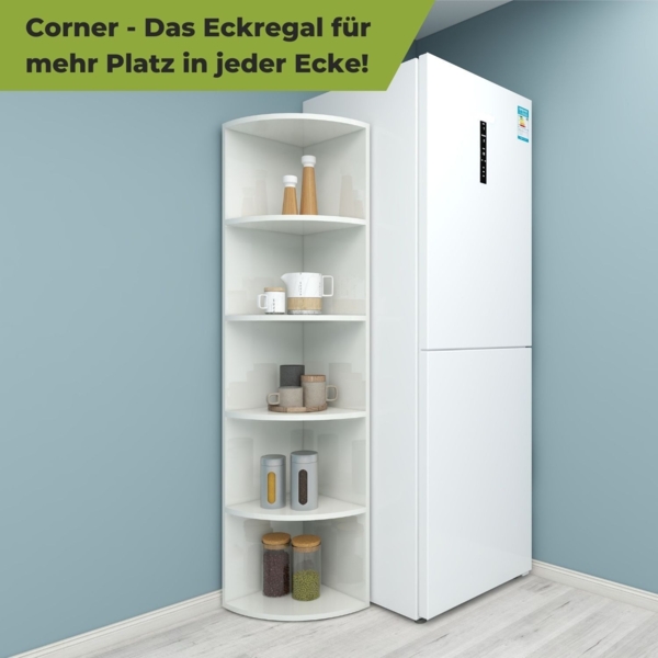 Coemo Eckregal Corner 185 aus Holz | MDF 5 Etagen Weiß Bild 4