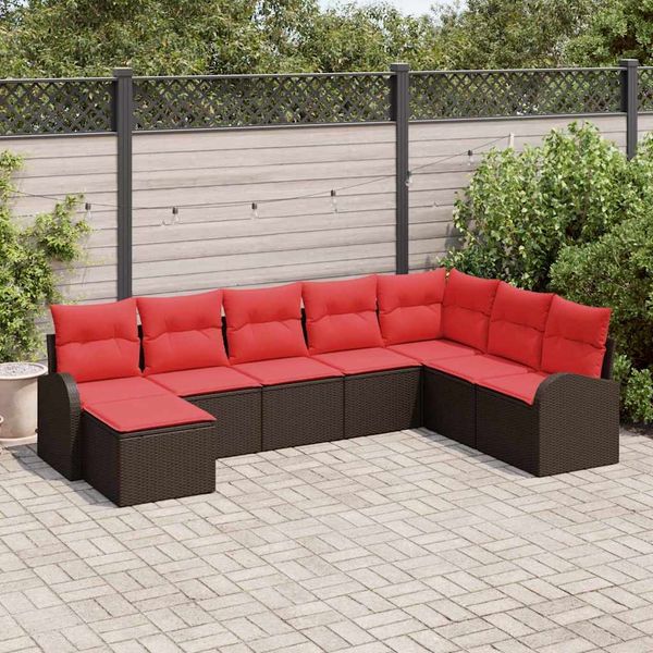 vidaXL Garten-Sofa-Set 8 pcs Braun Poly Rattan 3346164