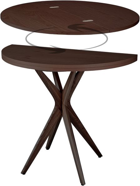 Ragaba kleiner halbrunder Esstisch, Esche & MDF Eschenholzfurnier, 100x50 cm, Walnussbeize