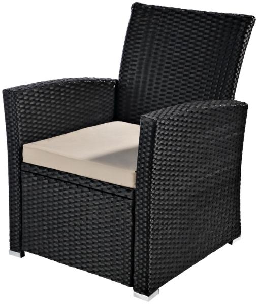 Poly Rattan Garten Terrassen Sessel Rattanstuhl Gartenstuhl Rattan Schwarz