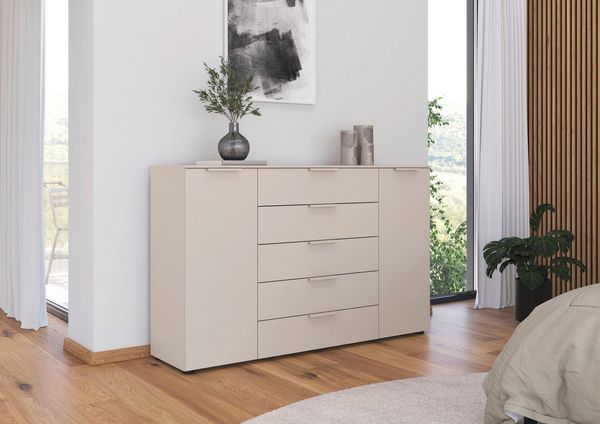 rauch Schubkastenkommode Flipp Schubladenkommode Wäscheschrank Schrank (Breite 160/180 cm mit 4 Einlegeböden), 2-türig mit 5 Schubladen und Soft-Close-Funktion in zwei Breiten Bild 2