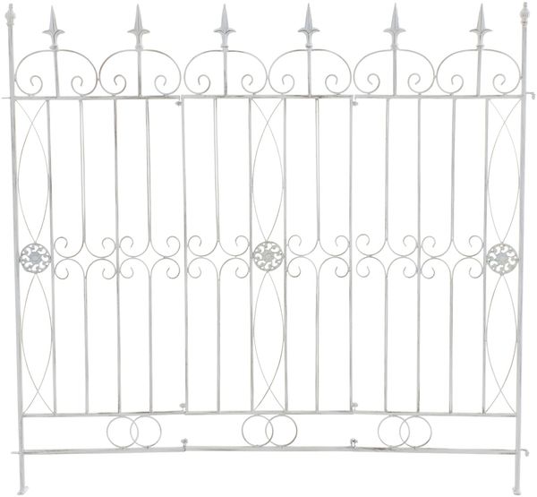 CLP Gartenzaun Mangold Eisen Steckzaun Landhausstil Rankzaun Garten Terrasse,antik weiß