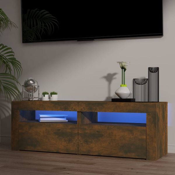 vidaXL TV-Schrank mit LED-Leuchten Räuchereiche 120x35x40 cm 815684