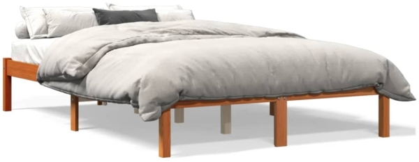 vidaXL Massivholzbett ohne Matratze Wachsbraun 140x200 cm Kiefernholz 844857