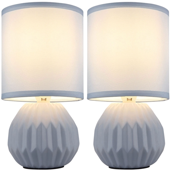 2x Tischleuchte, Keramik, Textil, blau, H 23 cm