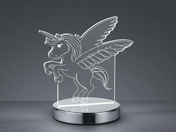 LED Tischleuchte KARO Einhorn 3D Optik, Lichtfarbe einstellbar, Höhe 17cm