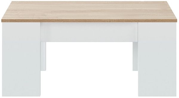 Habitdesign Raising Couchtisch, Wohn- oder Esstisch, LC-Modell, Ausführung in Artik White und kanadischer Eiche, Maße: 100 cm (Breite) x 50 cm (Tiefe) x 45-56 cm (Höhe)
