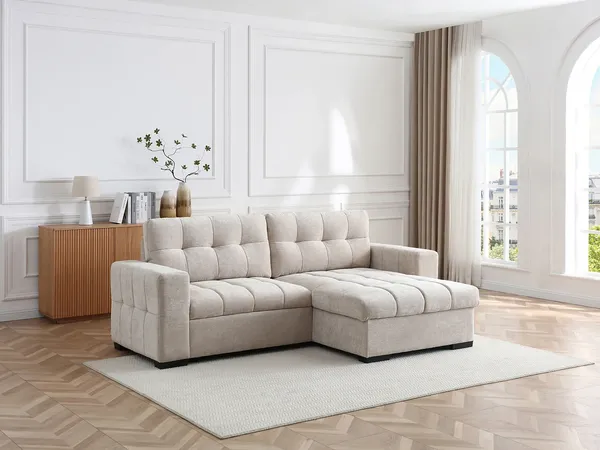 Vente-unique - BRISAMA Sofa Stoff Beige - B 156 cm x H 92 cm x L 248 cm