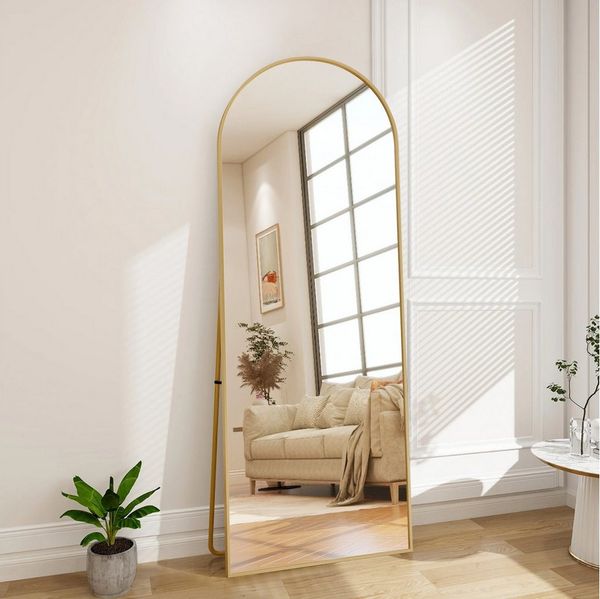 PXloue Ganzkörperspiegel Großer Ganzkörperspiegel, modernes Design, freistehend für Wohnzimmer, Spiegel Rund,Industrial Wandspiegel, für Schlafzimmer Badezimmer