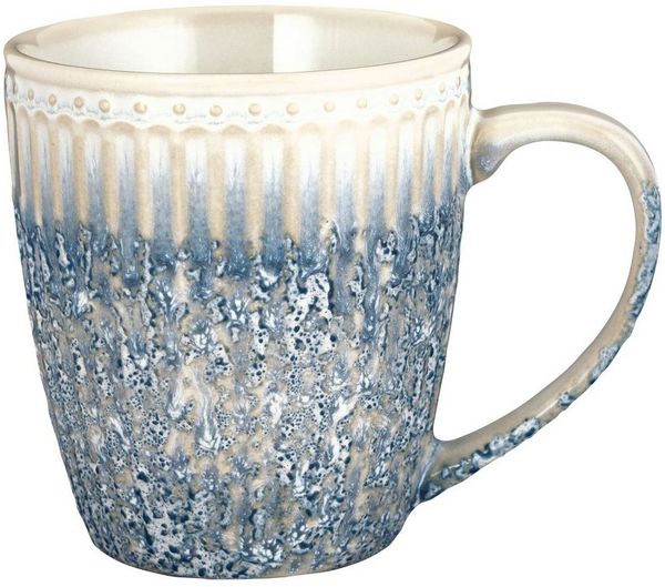 Greengate Becher Alice Becher mit Henkel ripple blue 0,4l, Steingut