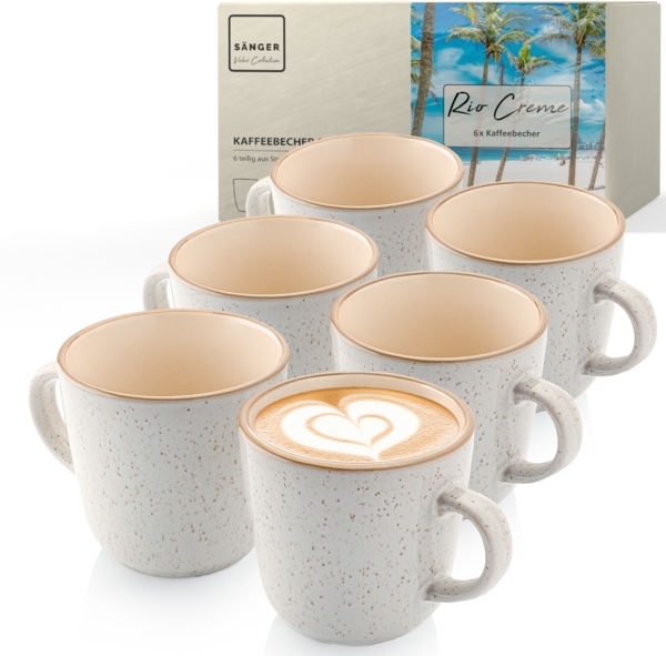 SÄNGER Kaffeebecher Set Rio Creme- 6 teilig aus Steingut