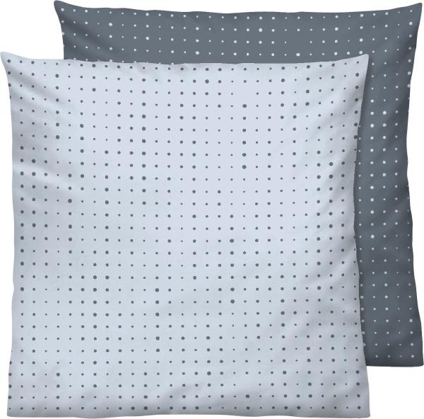 biberna 0636047 Mako-Satin Bettwäsche PUNKTE - MIX & MATCH, blau, 1x 40x40 cm