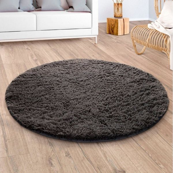 Paco Home Hochflor-Teppich Silky 591, rund, Höhe: 37 mm, Uni Farben, besonders weich und kuschelig
