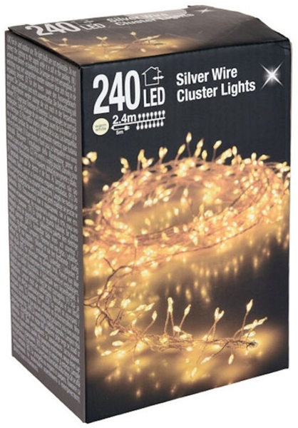 Spetebo Lichterkette Silver Wire CLUSTER Lights - 240 LED, 240-flammig