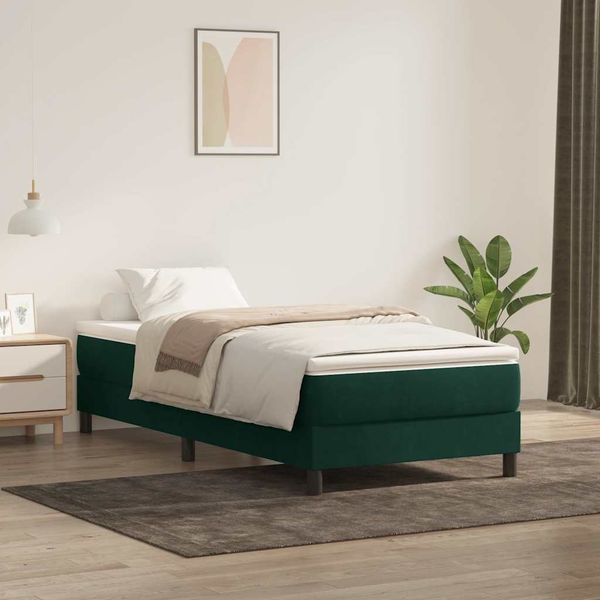 vidaXL Boxspringbett ohne Matratze Dunkelgrün 80x220 cm Samt 3315852
