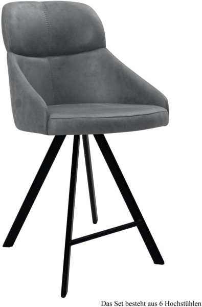 Thekenstuhl drehbar (6er-Set) Diljana 52x99x63 Schwarz/Grau