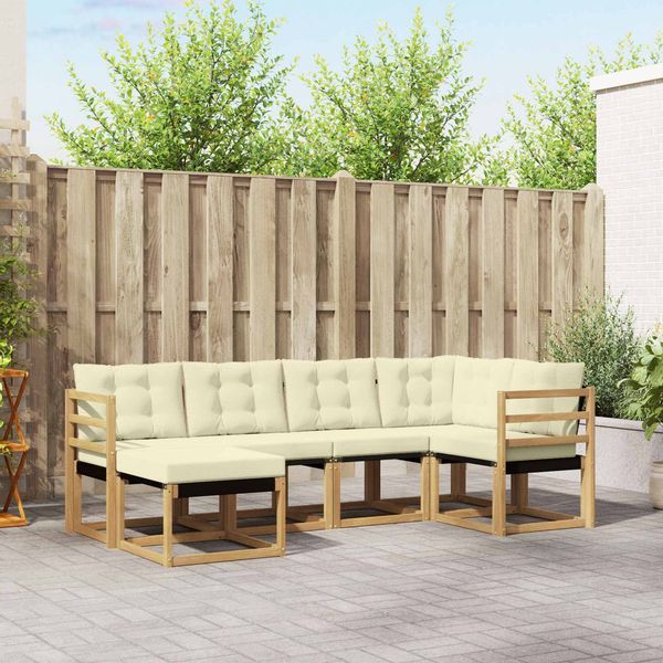 vidaXL Outdoor-Sofagarnitur mit Kissen 6 pcs Weiß und Creme 3389632