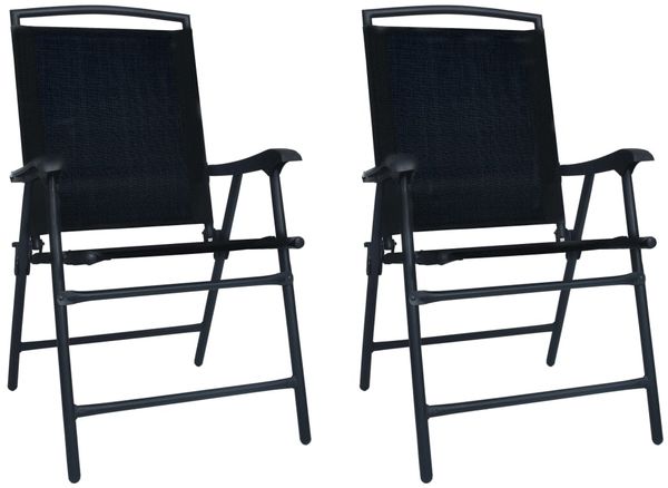 vidaXL Klappbare Gartenstühle 2 Stk. Textilene Schwarz 47923