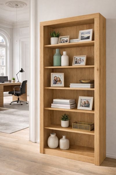 Standregal 90x42x191 Bücherregal Büroregal Wildeiche teilmassiv #4050