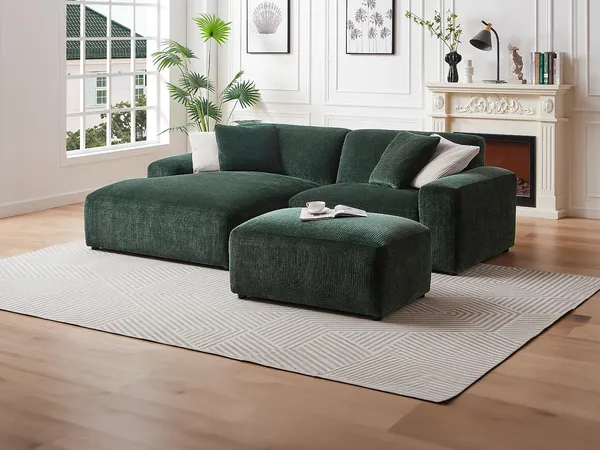 Vente-unique - TIRONO Sofa SamtStoff Grün - B 161 cm x H 80 cm x L 254 cm
