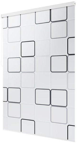 Halb-Kassetten Duschrollo 180x240 cm Modell Quadro hellgrau schwarz Duschvorhang