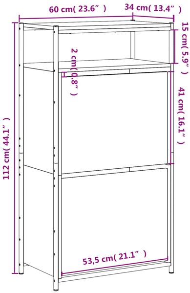 vidaXL Schuhschrank Grau Sonoma 60x34x112 cm Holzwerkstoff 840032 Bild 9