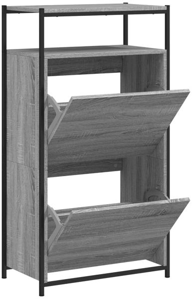 vidaXL Schuhschrank Grau Sonoma 60x34x112 cm Holzwerkstoff 840032 Bild 2