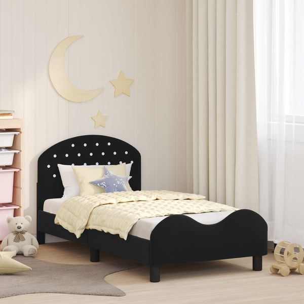 vidaXL Kinderbettgestell mit Kopfteil Schwarz 80 x 160 cm Samt 42011108