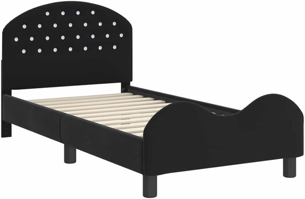vidaXL Kinderbettgestell mit Kopfteil Schwarz 80 x 160 cm Samt 42011108 Bild 4