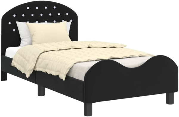 vidaXL Kinderbettgestell mit Kopfteil Schwarz 80x160 cm Samt 42011108
