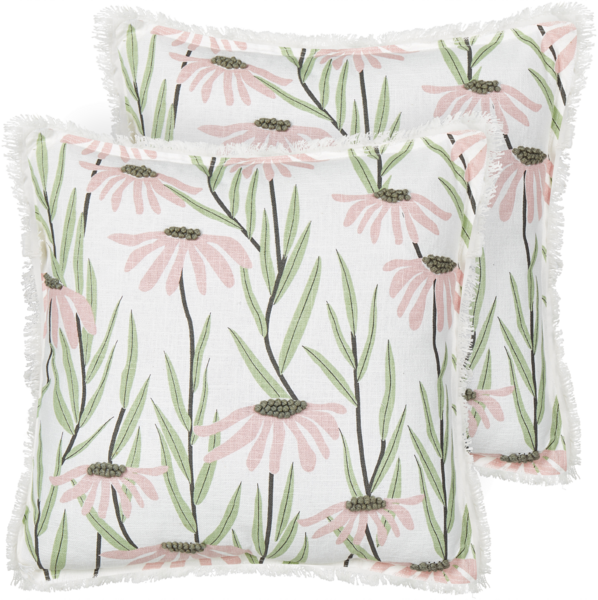 Kissen 2er Set Blumenmuster GYNURA Baumwolle 45 x 45 cm Bunt