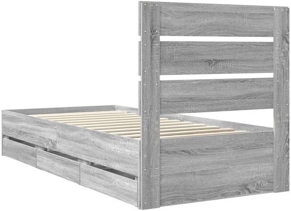 vidaXL Bettrahmen Graues Sonoma 90 x 200 cm Ingenieurs Holz 3411862 Bild 10