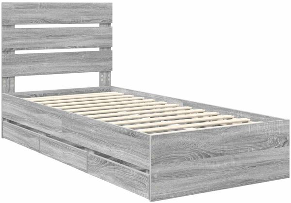 vidaXL Bettrahmen Graues Sonoma 90 x 200 cm Ingenieurs Holz 3411862 Bild 4
