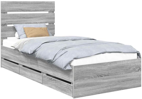vidaXL Bettrahmen Graues Sonoma 90 x 200 cm Ingenieurs Holz 3411862 Bild 2