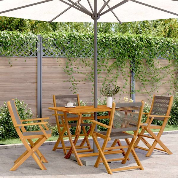 vidaXL Gartenstühle 4 Stk. Klappbar Grau Massivholz Akazie 3214568