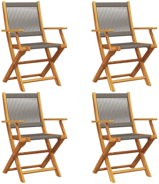 vidaXL Gartenstühle 4 Stk. Klappbar Grau Massivholz Akazie 3214568 Bild 1