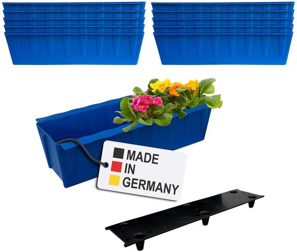 BURI 10 Euro-Paletten Blumenkästen-Einsätze inkl. Bewässerungsmatte | 37,3cm Blau | Pflanzkasten für Europalette Palette | Balkonkasten | Blumentopf | aus stabilen Kunststoff | Made in Germany Bild 2