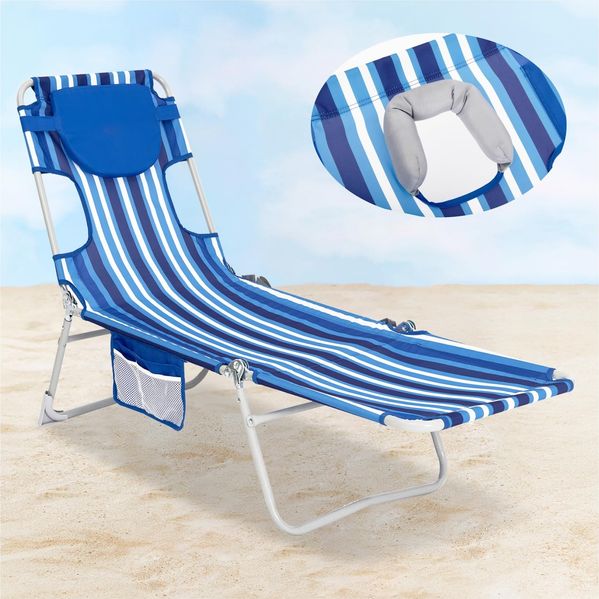 #WEJOY Sonnenliege Klappbarer mit Lesefenster, Liegestuhl Klappbar 5-Position-Verstellbare Rückenlehne Leicht Gartenliegestuhl mit Kopfstütze Strandliege klappbare für Strand Garten Terrasse Camping