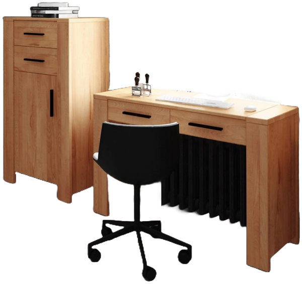 Kommode Lubic aus Kernbuche massiv 67x45x128 mit 1 Tür 2 Schubladen Holzbeinen