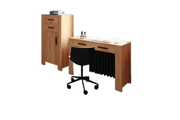 Kommode Lubic aus Kernbuche massiv 67x45x128 mit 1 Tür 2 Schubladen Holzbeinen