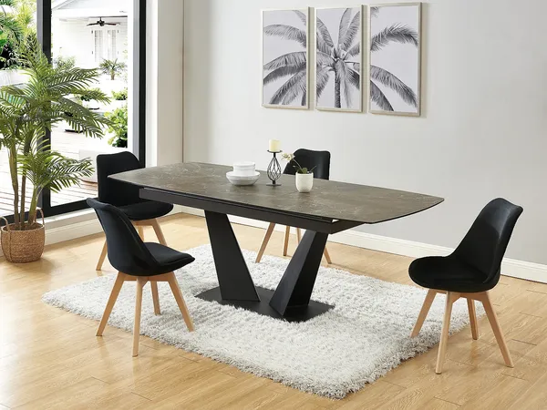 Vente-unique - JODY Stuhl SamtStoff Schwarz - B 58 cm x H 82 cm x L 49 cm